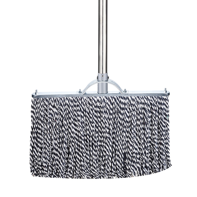 海斯迪克 HKW-37 棉线老式墩布尘推拖布 工厂物业吸水拖把大堂尘推工厂保洁 蓝白40cm加强款钢杆