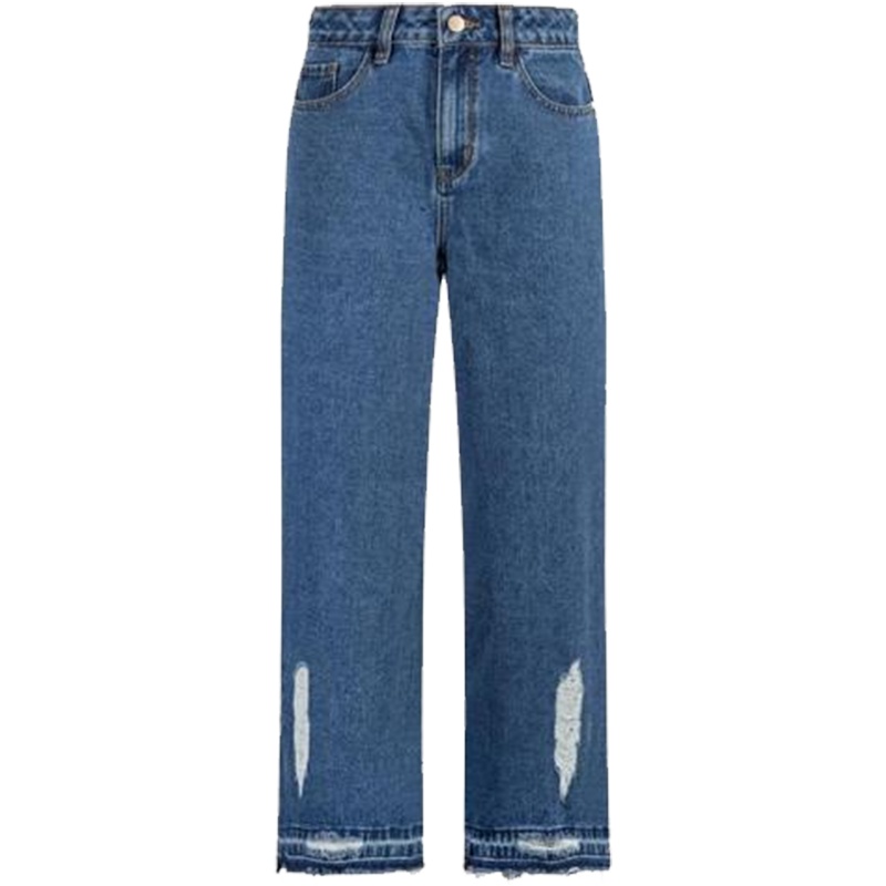 【热卖】拉夏贝尔Puella秋冬新款韩版时尚百搭宽松显瘦破洞牛仔阔腿裤女20011732