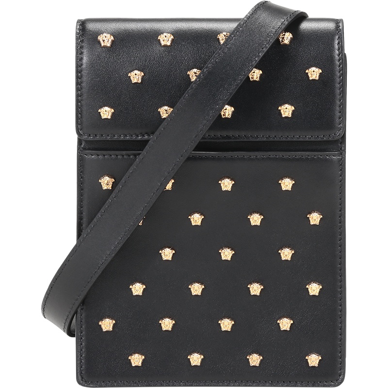 VERSACE 范思哲 男士 牛皮革美杜莎铆钉装饰单肩斜挎包迷你款 DP88436 DVTMED