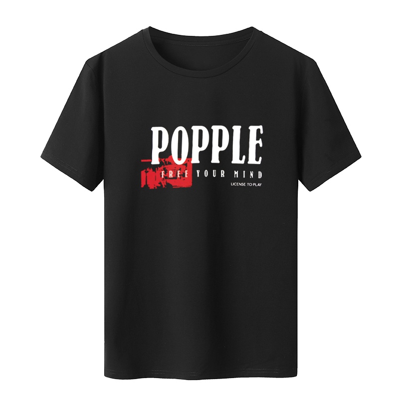 POPPLE翔豪 创意印花 时尚潮趣夏季纯棉圆领休闲系列T恤