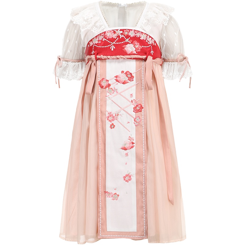 旗铂Qibo璎珞短袖汉服中国风唐装超仙春装襦裙古装连衣裙