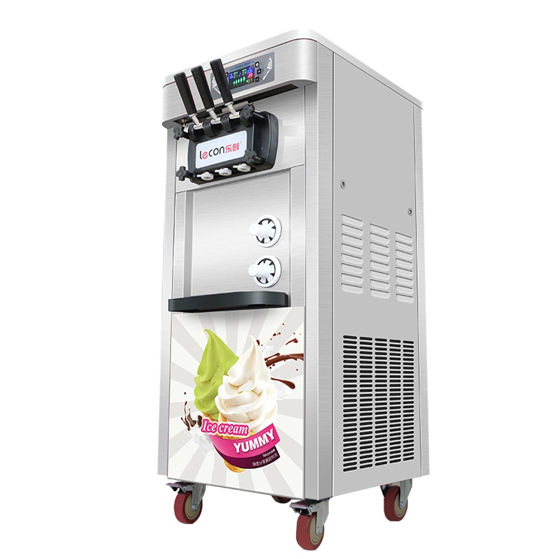 乐创(lecon)商用冰淇淋机 台式落地式全自动甜筒雪糕机 软冰激凌机器落地式冰淇淋机 不锈钢款S20LS