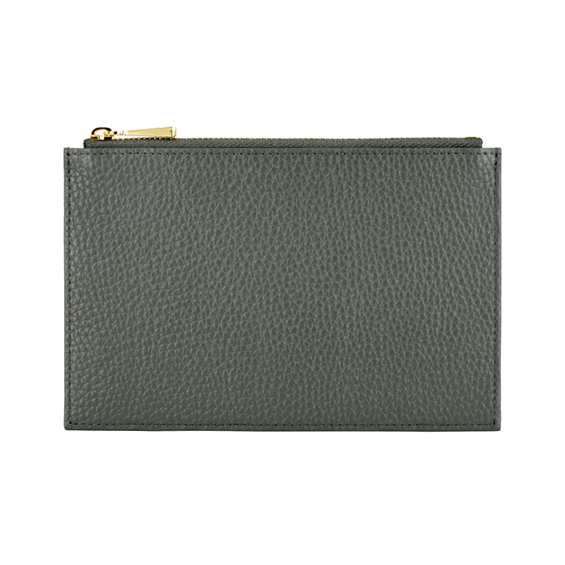 MASCOMMA头层牛皮简约小巧拉链零钱包8C222/GRY