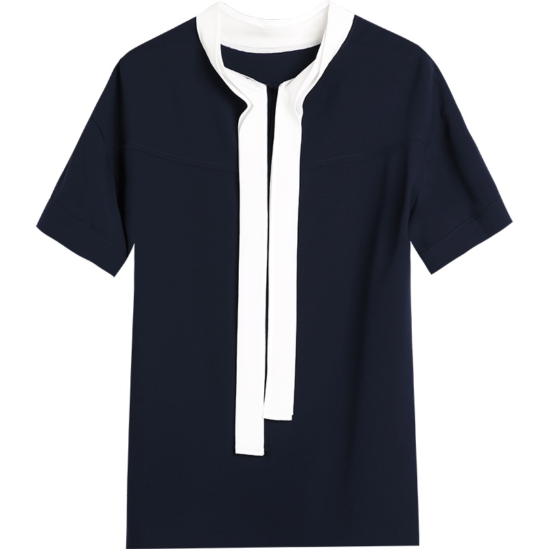 OSA欧莎雪纺衫女2019夏季新款休闲短袖设计感小众上衣ins时尚潮