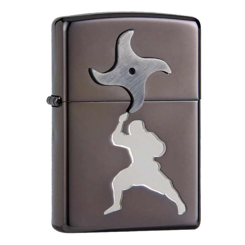 美国ZIPPO打火机 芝宝 镀银黑冰忍者回旋镖ZNJ-NBI 男士礼品