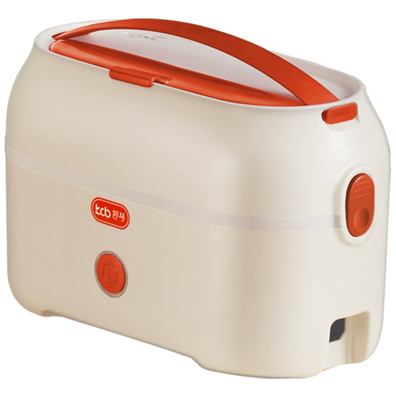 kcb/凯琴电热饭盒可插电加热保温便当盒上班族带饭煮蒸热饭神器KC-DF01(白橙-单层)