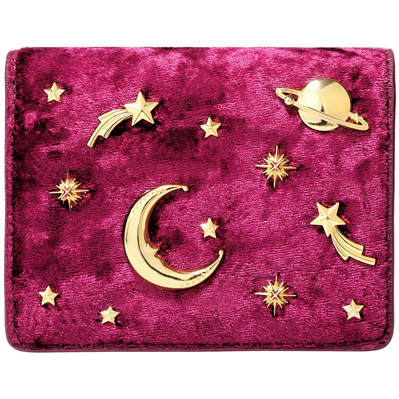 丝绒迷你薄短款钱包女限定星空系列折叠卡包小零钱包ck18ct23117