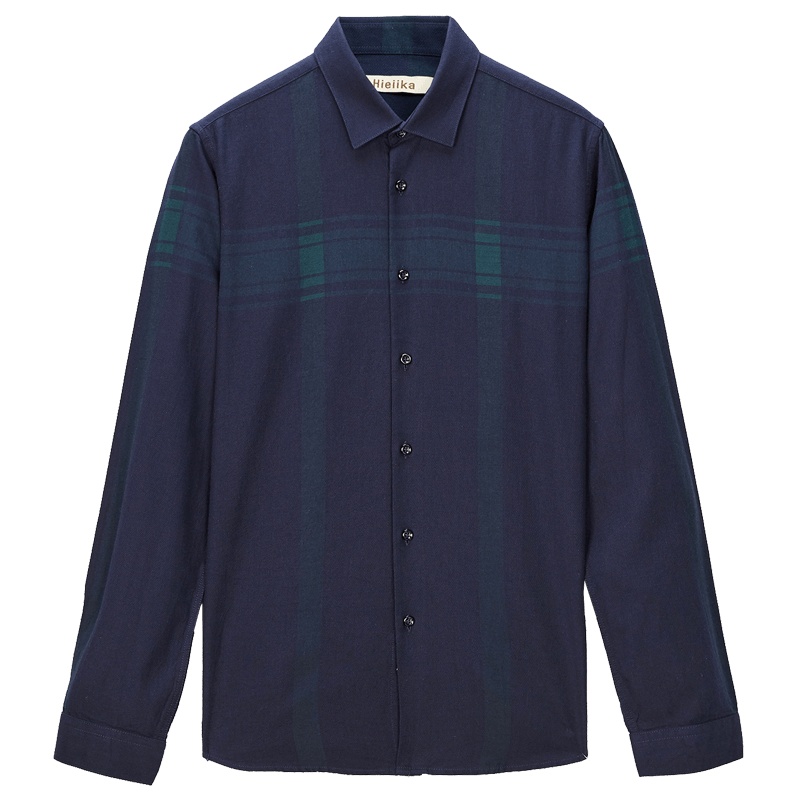 海一家2019秋季男士时尚撞色条纹商务休闲长袖衬衫