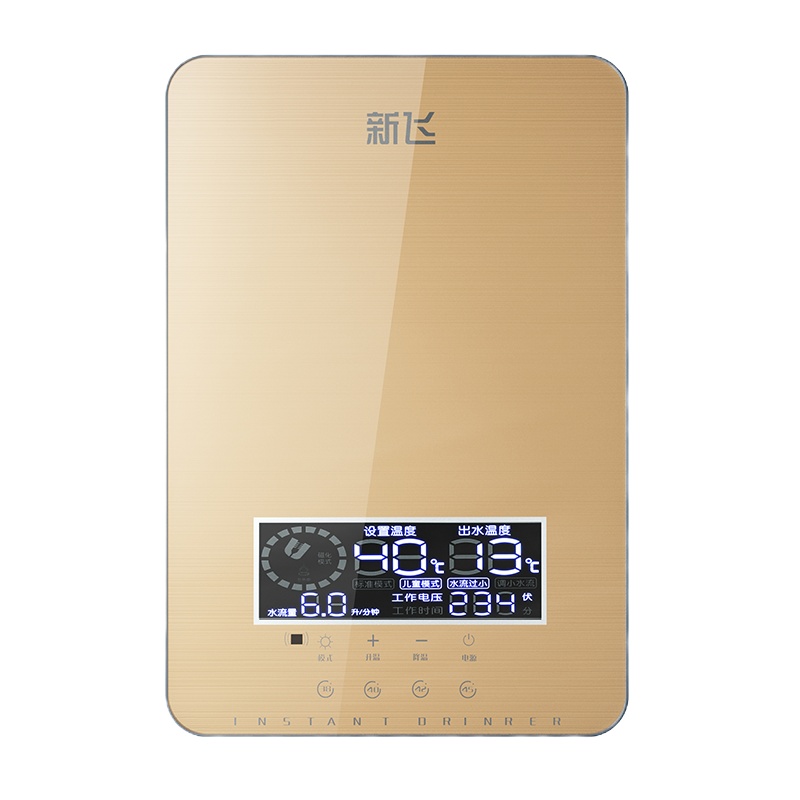 新飞(Frestech) 即热式电热水器 电家用公寓卫生间加热器速热小型淋浴加热宝可遥控变频 XFJDL-60YA新金色