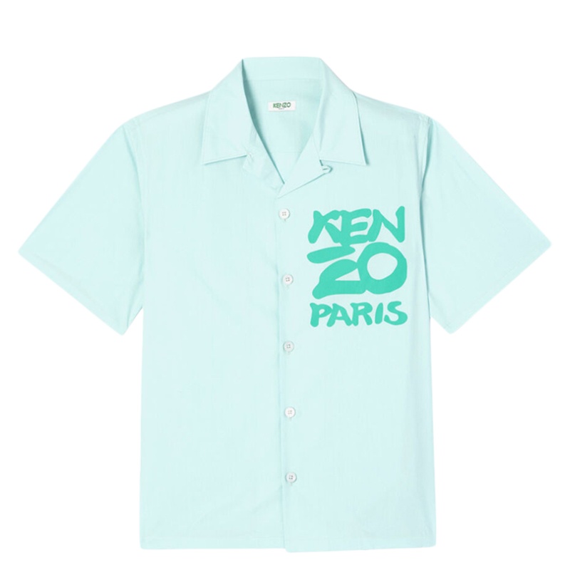 [直营]Kenzo 高田贤三 男士水绿色字母logo图案T恤 FA55CH5291NC-60