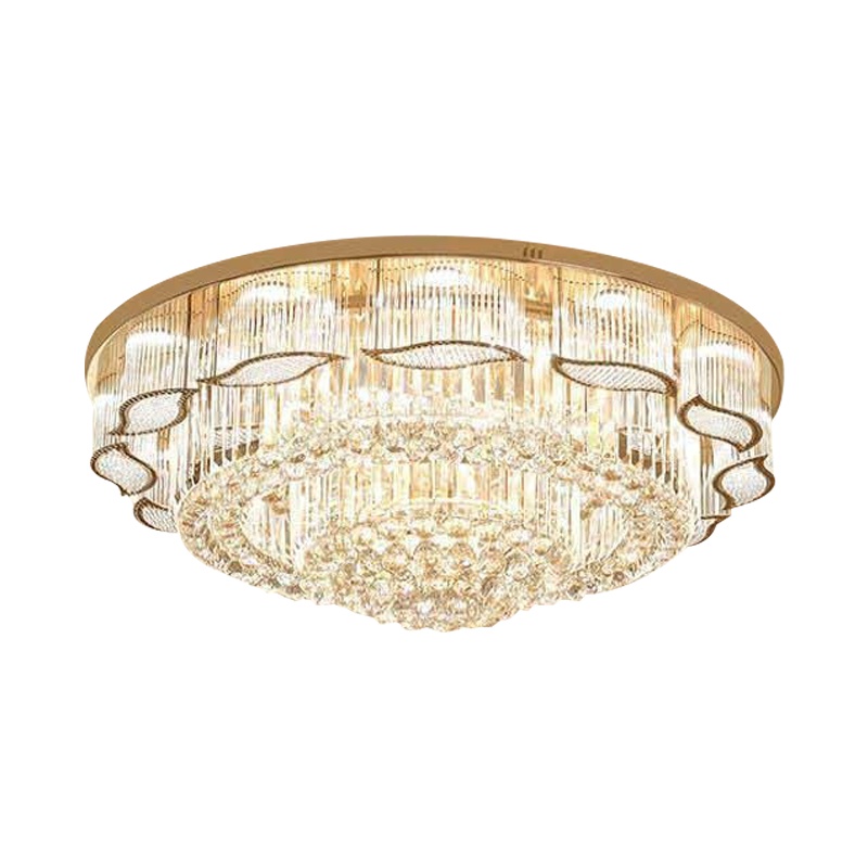 辛羽轻奢客厅水晶灯金色圆形客厅灯酒店餐厅卧室灯现代豪华灯具led吸顶灯