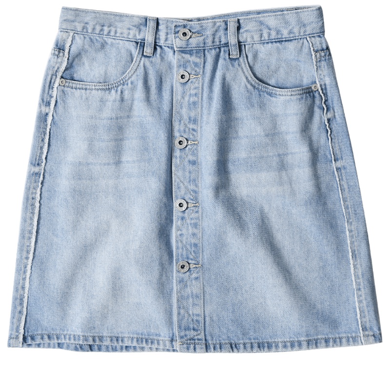 黑鲸单排扣牛仔短裙女2019夏季休闲牛仔裙CQNCJ29002A