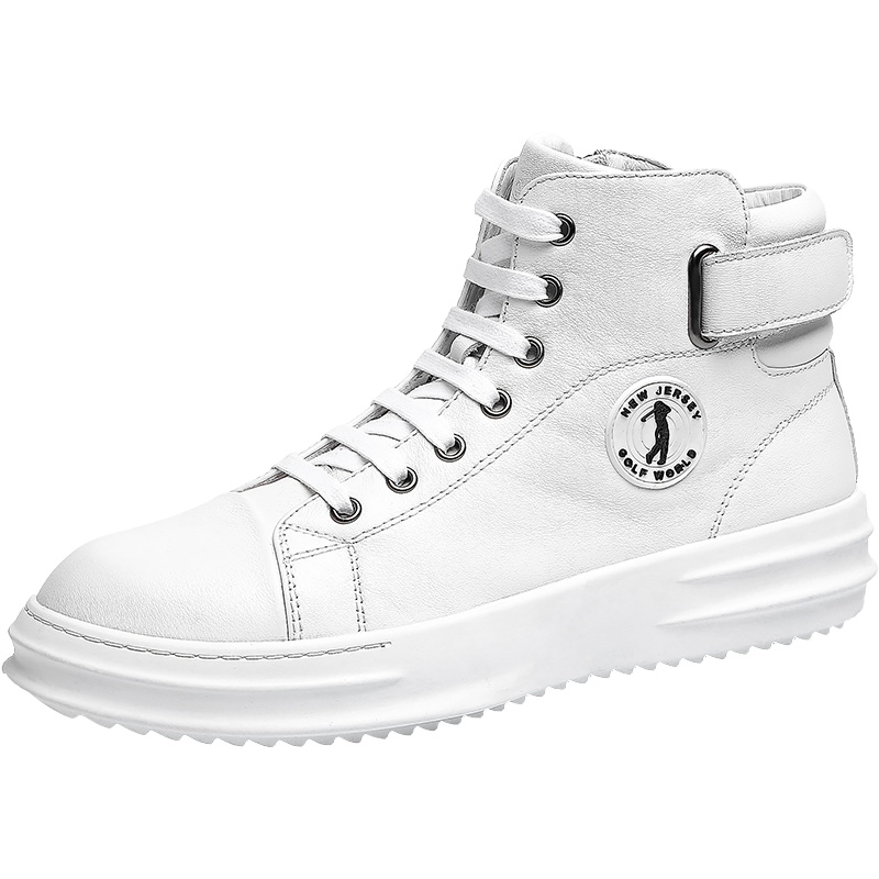 GOLF/高尔夫新品休闲板鞋男时尚韩版潮流厚底增高真皮系带高帮鞋子男