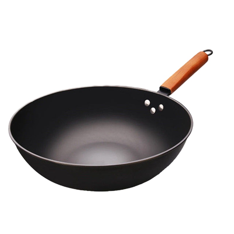 传统老式铁锅电磁炉专用炒锅无涂层不粘锅平底锅熟铁家用炒菜锅具Y4|30cm平底(无锅盖)无赠品