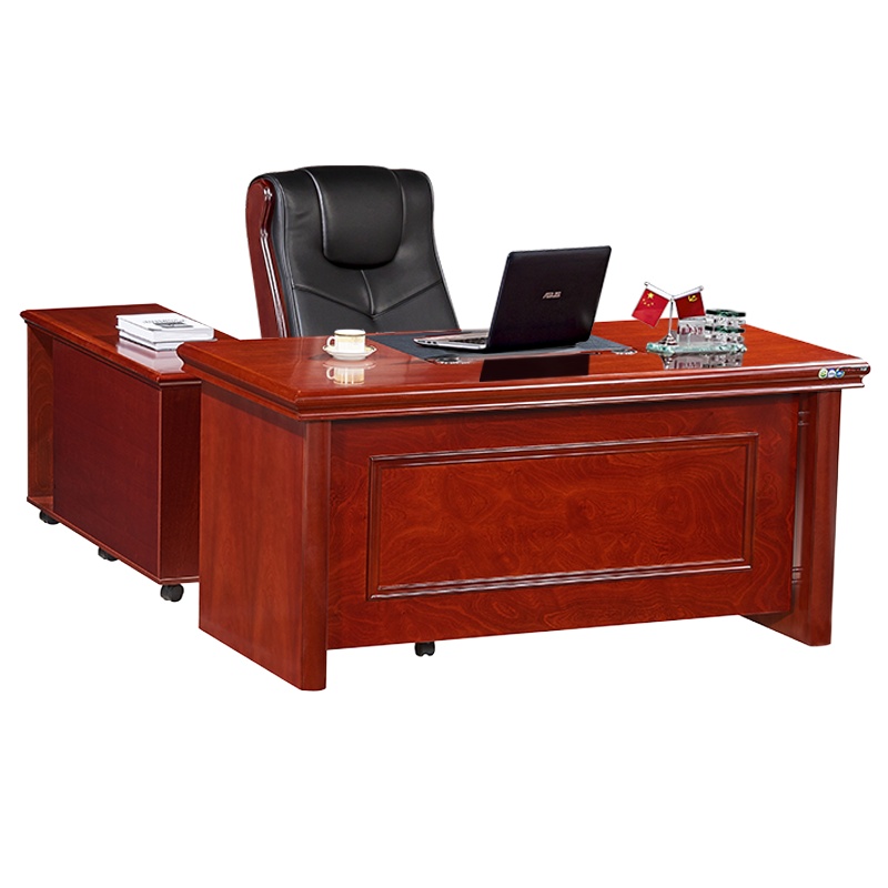 HiBoss办公桌中式油漆中班台实木贴皮班桌1.4米写字办公台