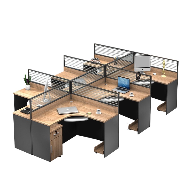 震海办公家具干字型六人位办公桌带柜子组合屏风工位电脑桌现代简约双人位员工桌4人位职员工作位6人位办公室桌子员工办公桌