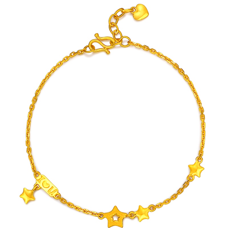 周大生黄金手链女细款足金999星星手镯正品新款纪念日礼物送女友黄金饰品 女士珠宝首饰