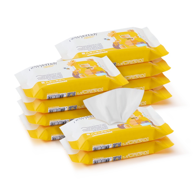 纽因贝婴幼儿专用湿巾新生宝宝用品手口柔湿纸巾小包便携家用箱装20抽*10包