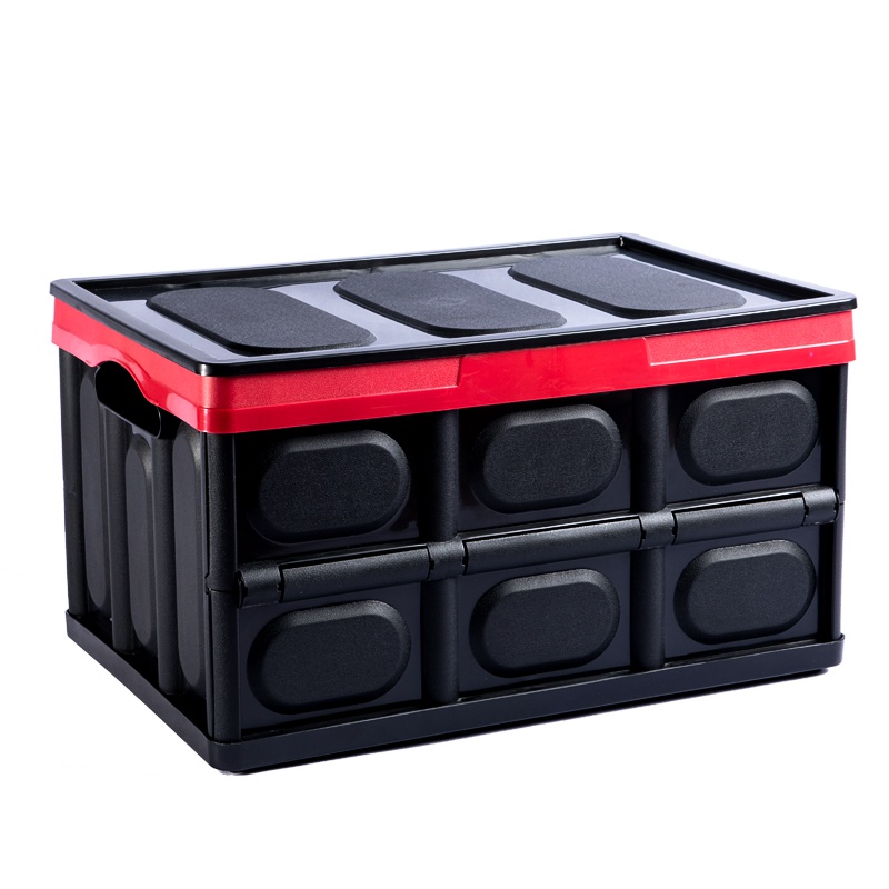 尤利特(UNIT)汽车后备箱储物箱折叠车载收纳箱多功能车内尾整理箱塑料50置物盒炫酷黑大号-55L