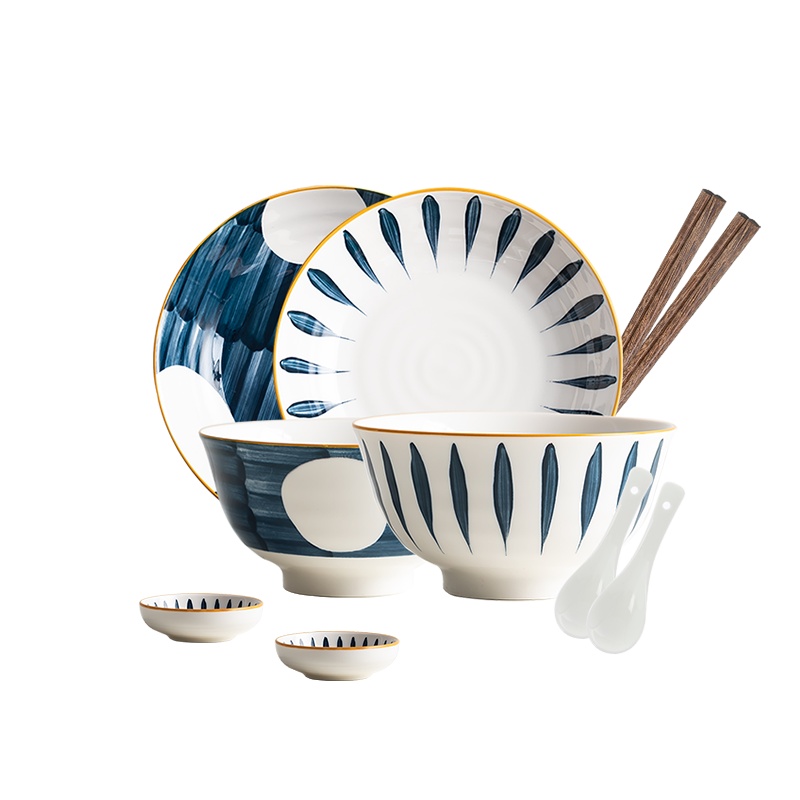 富昱景 碗碟套装家用网红10件套日式餐具创意盘子饭碗汤面碗筷组合