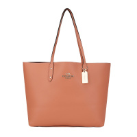 COACH 蔻驰 奢侈品 欧美时尚女士橘粉色皮革手提单肩托特包