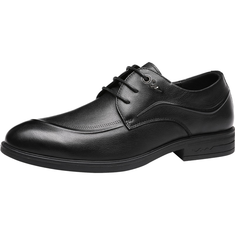 红蜻蜓男鞋秋新款真皮英伦青年商务皮鞋男尖头系带休闲正装鞋