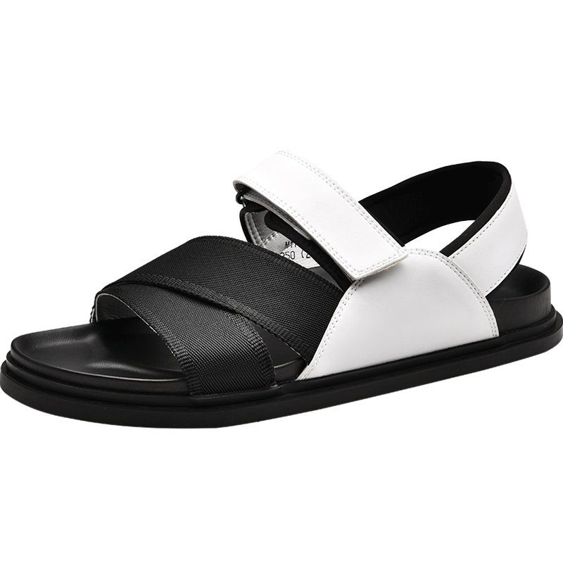 GOLF高尔夫沙滩鞋男夏季新款真皮平底时尚男鞋凉爽透气日常魔术贴凉鞋潮