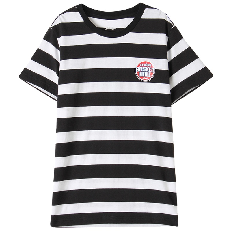 LI-NING KIDS男儿童运动生活系列吸湿短袖条纹T恤