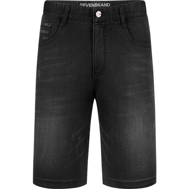 柒牌男装牛仔短裤夏季新款复古时尚修身微弹青年直筒潮流百搭裤装