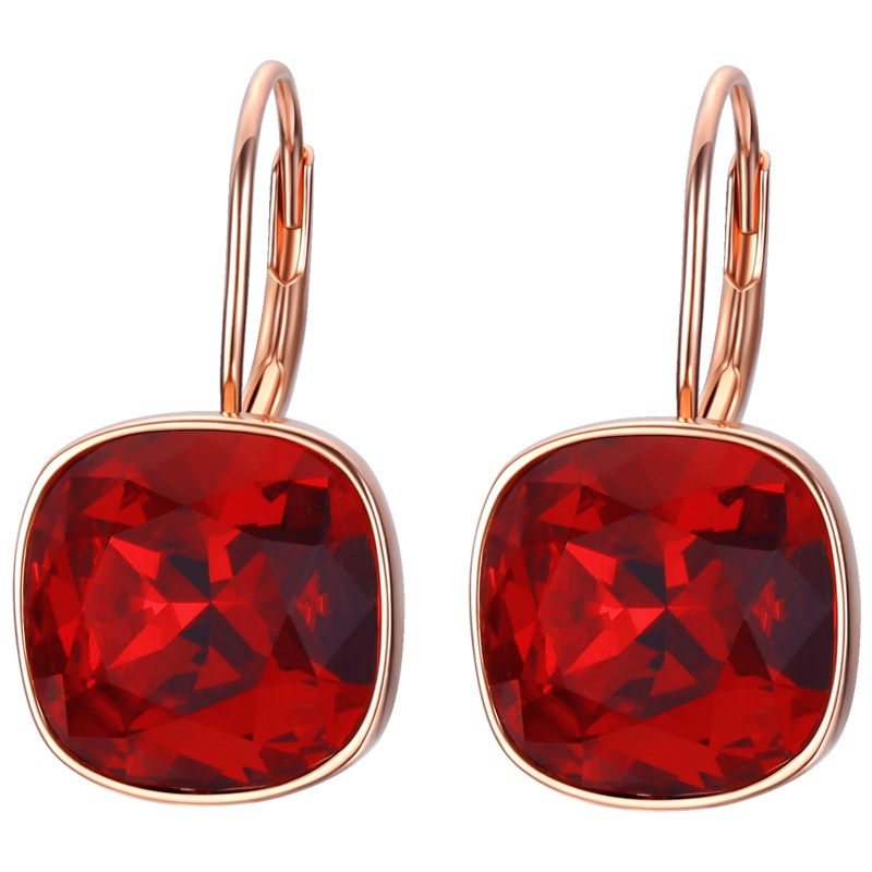 佰色传情性新款潮高级感法式纯银耳坠女耳扣气质网红水晶耳饰红色