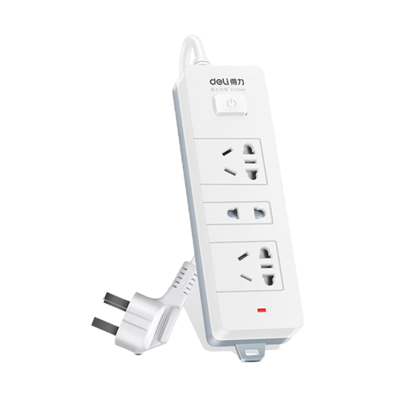 得力(deli) 18273新国标接线板 防触电 总控开关 延长线插座/插排/插线板 白色