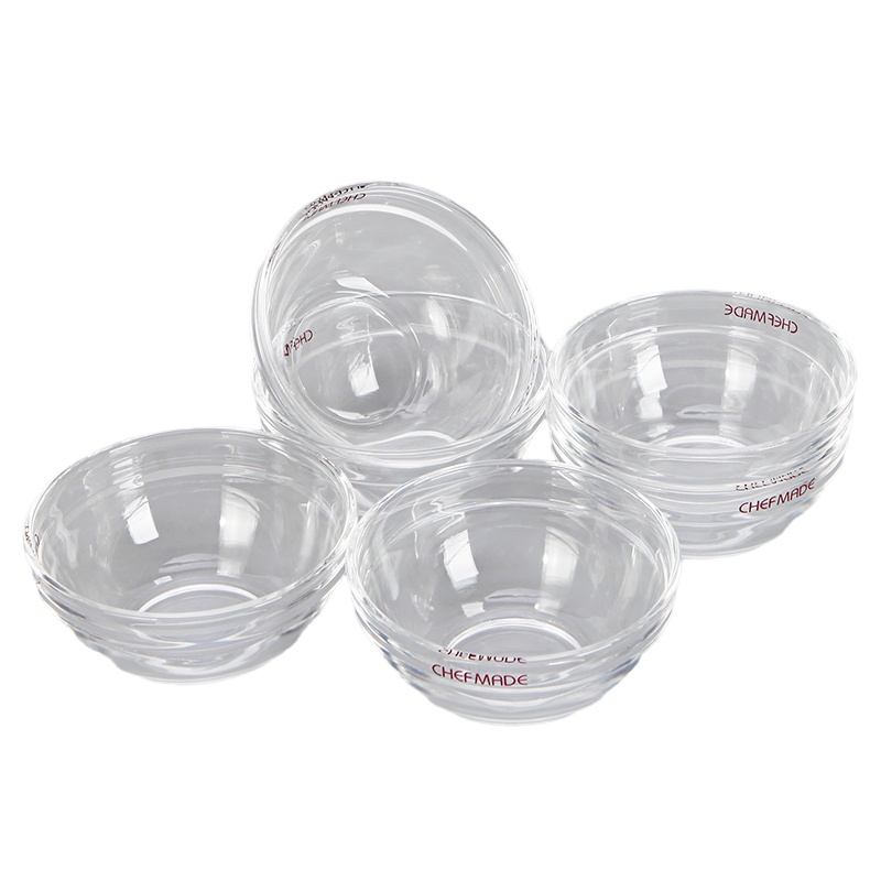 学厨 CHEF MADE 玻璃分料碗烘焙甜品蔬菜沙拉碗 圆形透明家用烘焙工具6件套WK9785