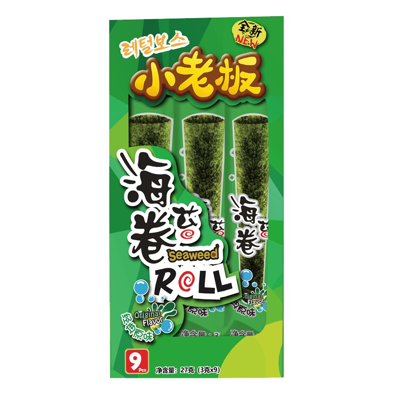 小老板海苔原味烤海苔卷27g海苔紫菜即食儿童孕妇健康零食小吃