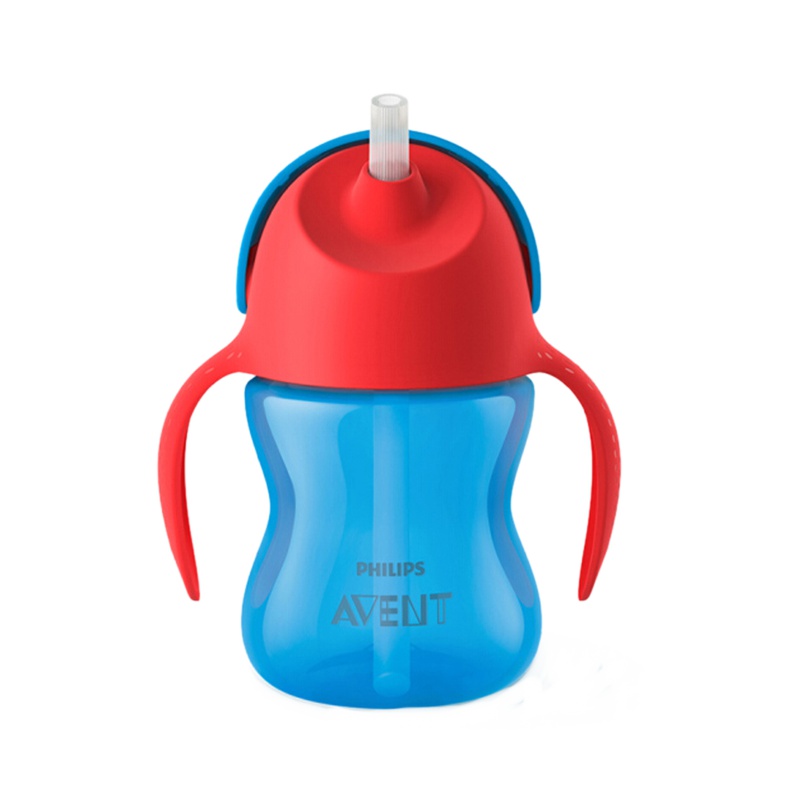 飞利浦AVENT 水杯 新安怡七安士200ml卡通吸管杯蓝SCF793/01 PP材质 带手柄