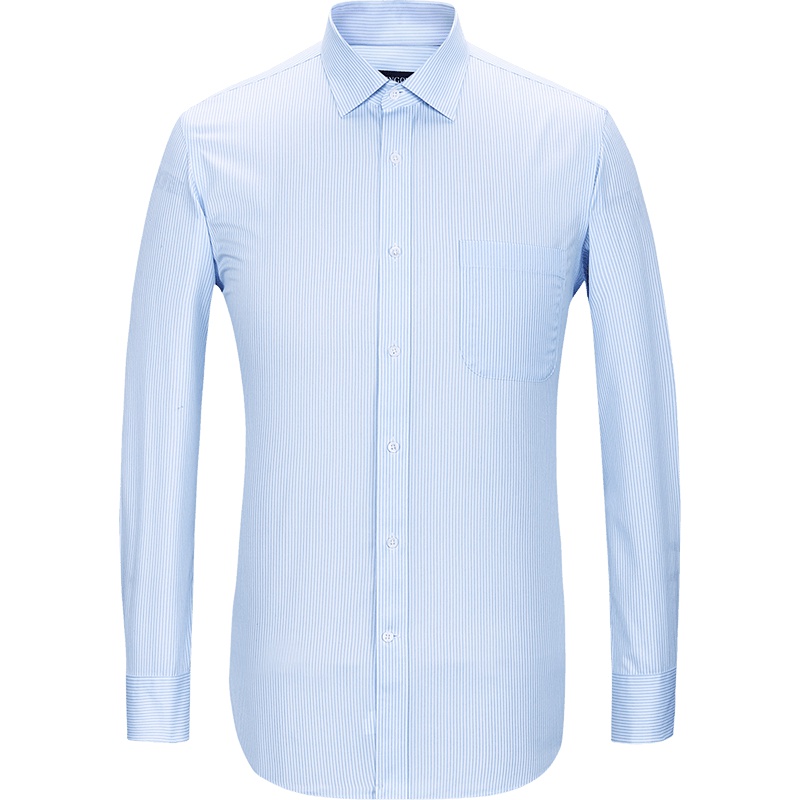 Youngor/雅戈尔男士秋季商务正装白底蓝条纯棉面料长袖衬衫262IBA