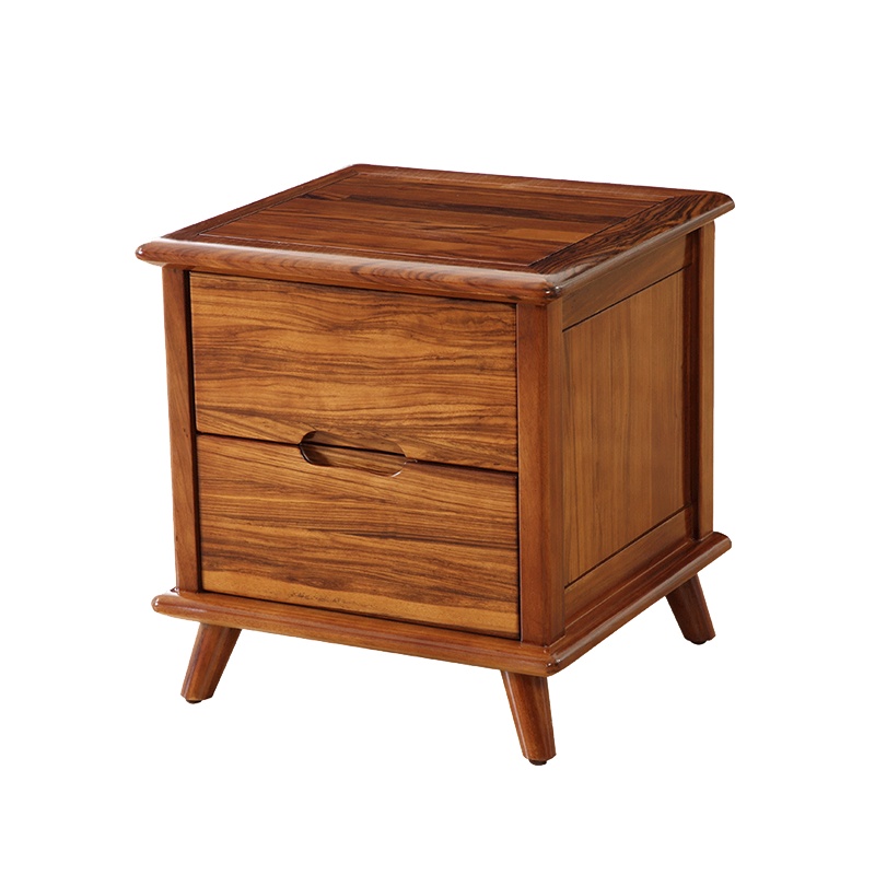 实木双抽屉储物柜新中式床头柜窄现代中式轻奢收纳柜边柜卧室家具