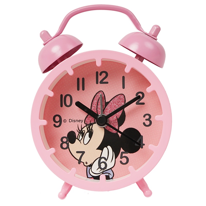 迪士尼(DISNEY)儿童闹钟学生女时尚夜光静音女孩卧室床头电子钟个性可爱卡通座钟小孩女童石英钟音乐小闹钟