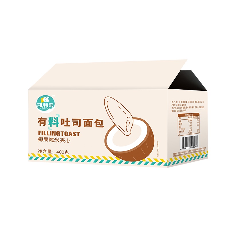 凯利来椰果糯米吐司400g 整箱装网红营养早餐代餐夹心面包 手撕面包夹心吐司下午茶学生休闲零食小吃