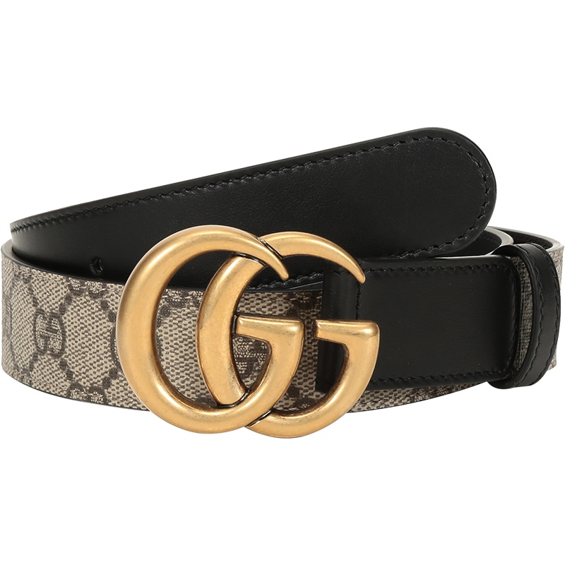 GUCCI 古驰 女士 人造帆布配皮仿古做旧板扣式皮带腰带 625839 92TLT