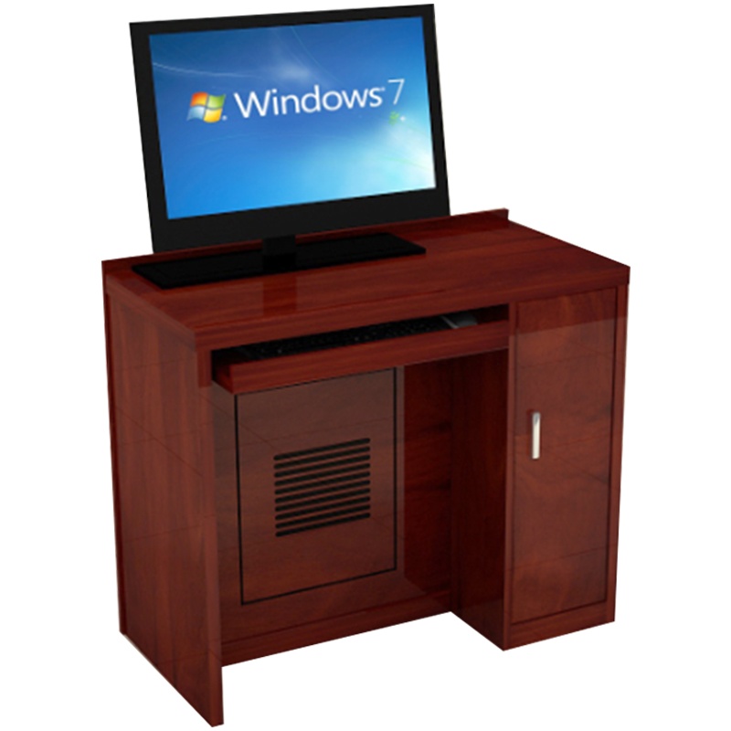 创世人 办公家具无纸化多媒体教室木质双人位升降电脑桌高清电脑升降显示器会议桌办公桌1600*600*750mm