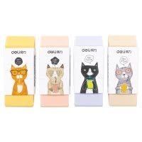 得力deli71080橡皮擦32块学生擦得干净橡皮擦创意卡通可爱儿童橡皮小猫系列不留痕学习用品文具