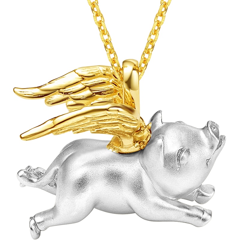 Fei Liu S925银飞猪吊坠项链锁骨链手链一款两戴配9