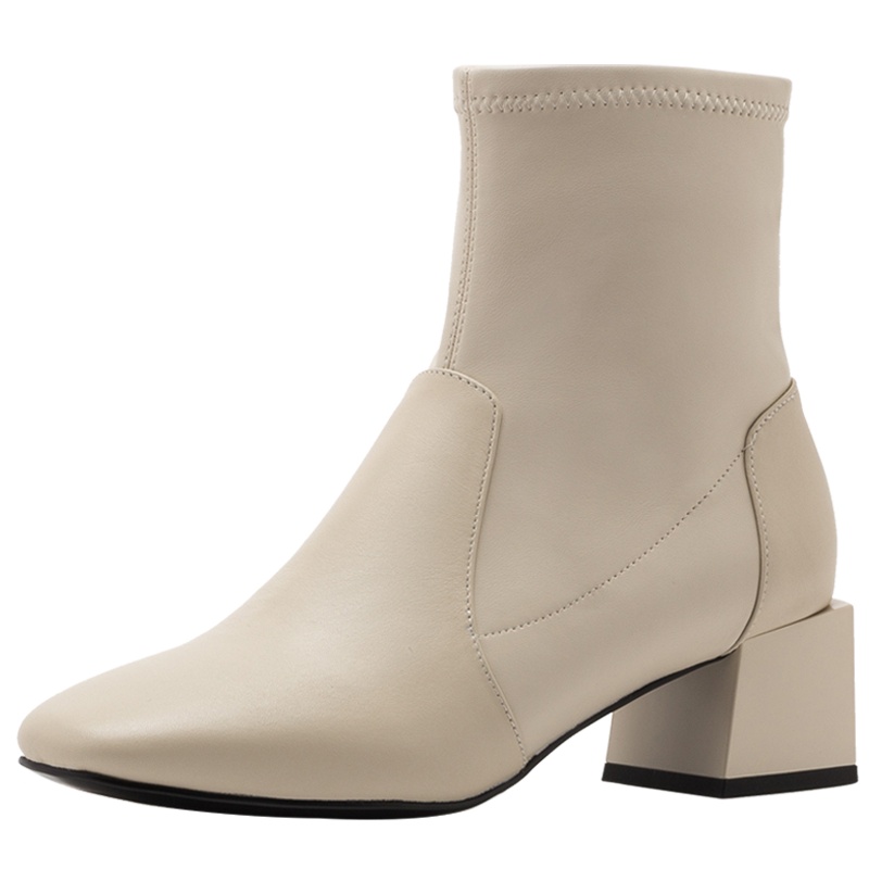 星期六(ST&SAT)旗下冬季时尚方头粗跟拼接短靴女DF94116907