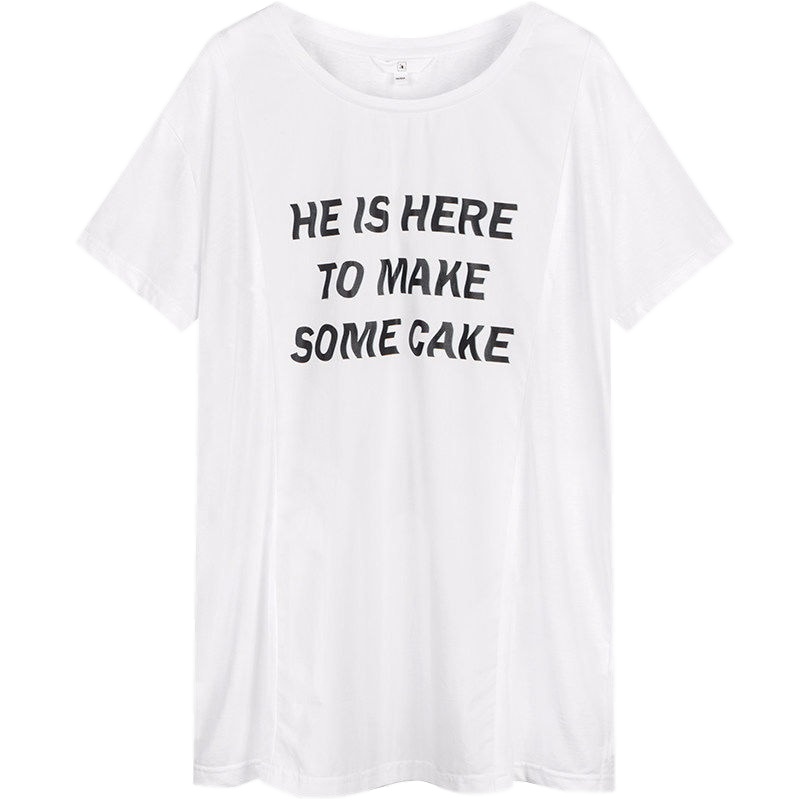 拉夏贝尔7M莫丽菲尔短袖女T恤女夏韩版宽松显瘦圆领简约印花字母短袖T恤女70008857