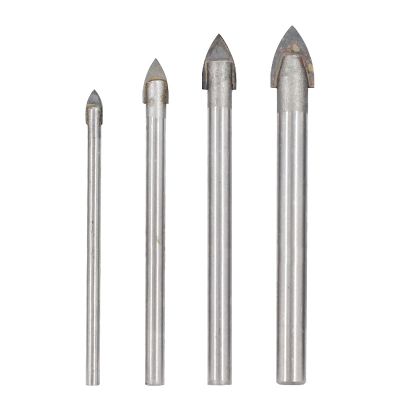 海斯迪克 gnjz-2062 一字三角钻 本色玻璃钻三角钻陶瓷瓷砖钻头圆柄一字扩孔钻头 6PC
