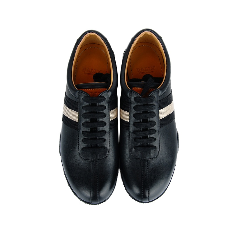 [断码清仓]Bally 巴利女士黑色配黑白条牛皮运动户外休闲鞋 FRANCISCA/00