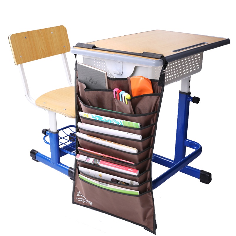 得力(deli)72365 多功能可调课桌挂袋 收纳袋 挂书袋 整理袋 学生书本收纳袋 书挂架 学生文具