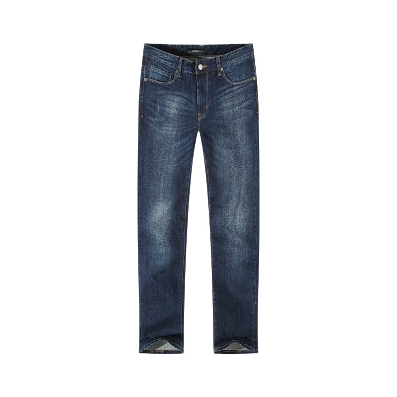 阿仕顿男装牛仔裤秋季时尚休闲简约修身中腰直筒牛仔长裤男