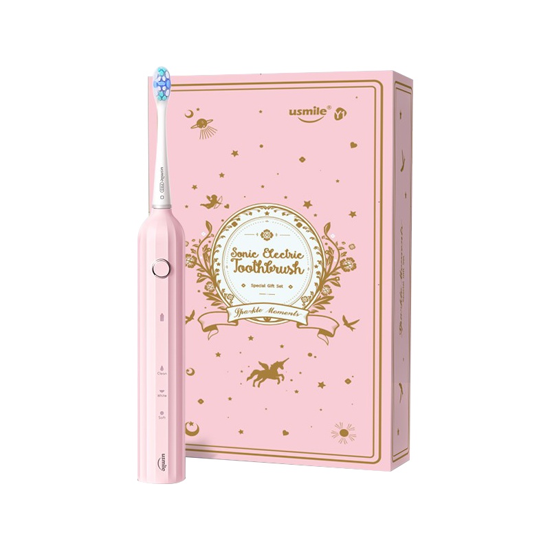 usmile 电动牙刷礼盒版 Y1 充电式软毛美白情侣牙刷声波震动自动牙刷 少女粉(单位:套)