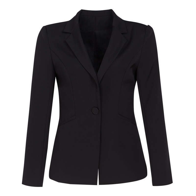 晚白女上装2019春季新款职业通勤纯色西装领一粒扣长袖上衣外套西装